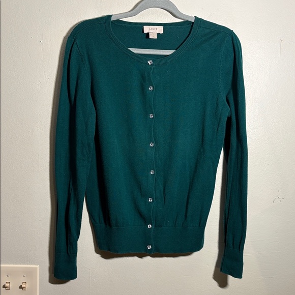 LOFT Sweaters - LOFT Women's Deep Green cotton Cardigan Sweater M